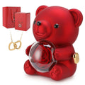 Romantic Heart Bear Necklace & Eternal Rose Gift Set