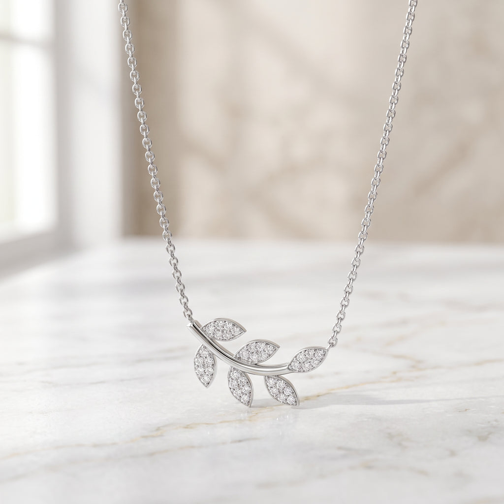 18K Gold Plated Olive Branch Necklace, Dainty Leaf Pendant, Boho Minimalist Nature Jewelry, Everyday Layering Necklace, Elegant Gift for Her