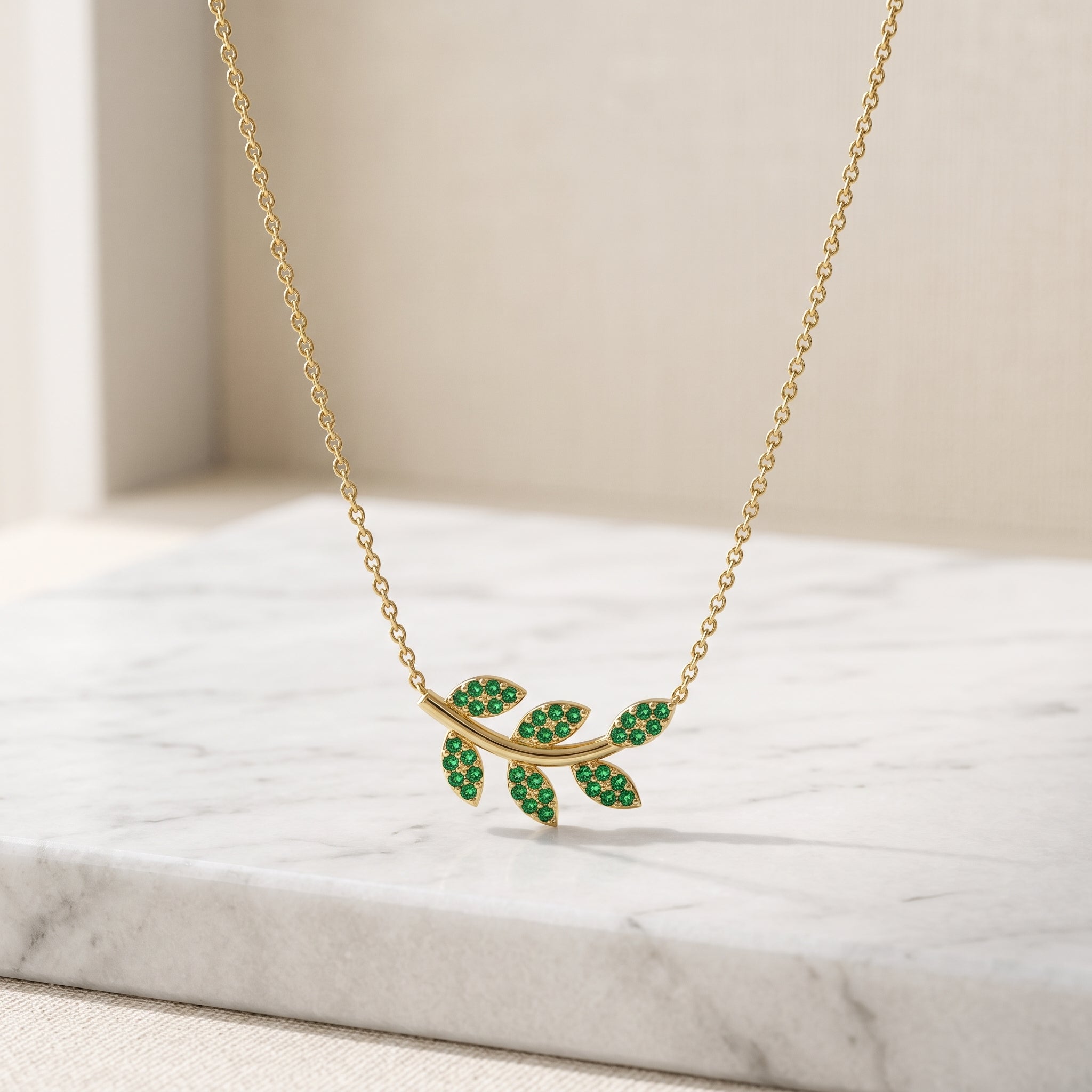 18K Gold Plated Olive Branch Necklace, Dainty Leaf Pendant, Boho Minimalist Nature Jewelry, Everyday Layering Necklace, Elegant Gift for Her
