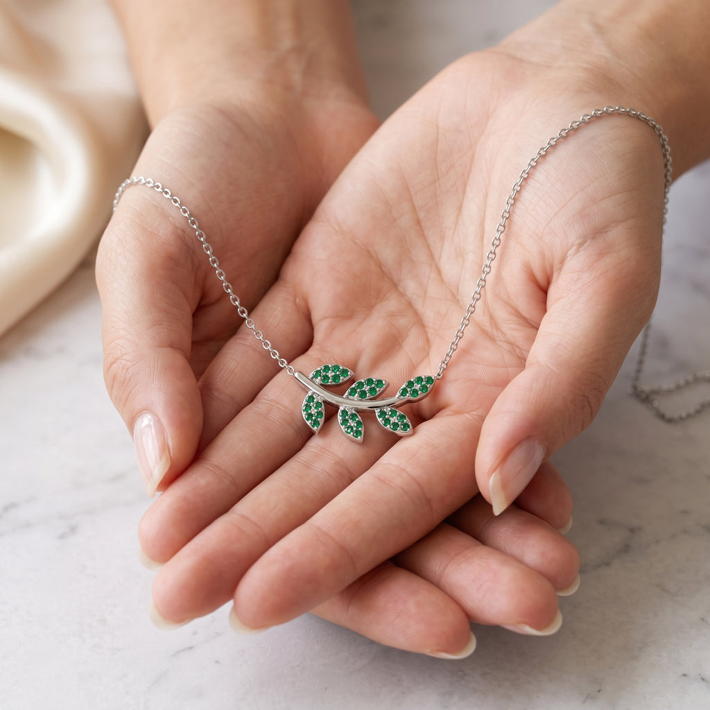 18K Gold Plated Olive Branch Necklace, Dainty Leaf Pendant, Boho Minimalist Nature Jewelry, Everyday Layering Necklace, Elegant Gift for Her