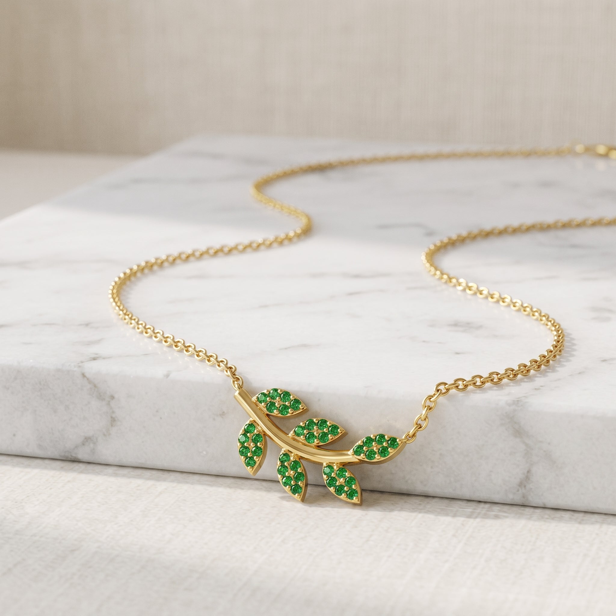 18K Gold Plated Olive Branch Necklace, Dainty Leaf Pendant, Boho Minimalist Nature Jewelry, Everyday Layering Necklace, Elegant Gift for Her
