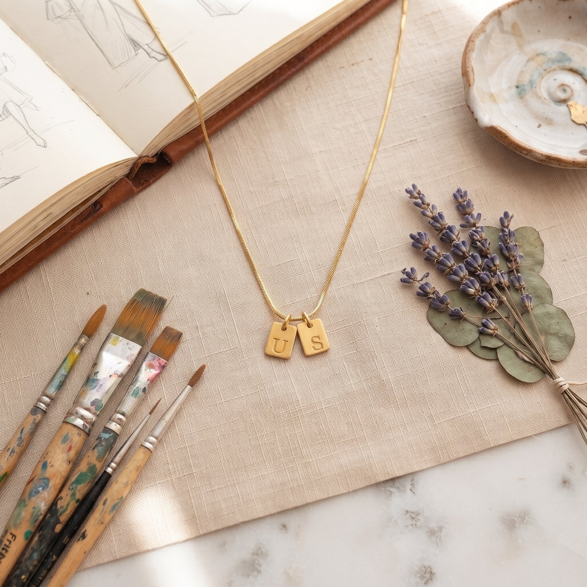 Personalized Initial Necklace | Custom Engraved Letter Pendant with Box Chain
