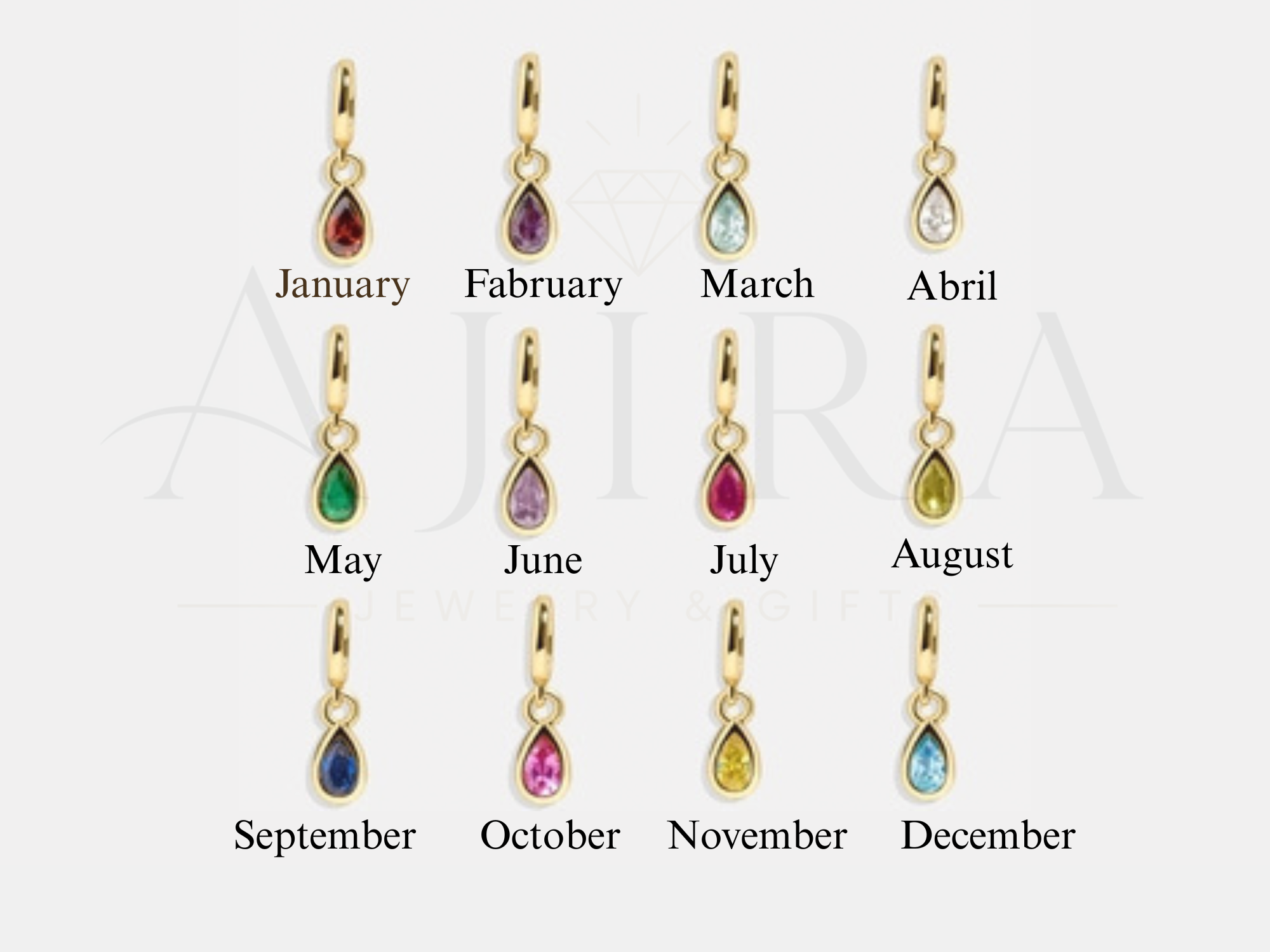 Personalized Birthstone Initial Necklace – Custom Gold Letter Pendant
