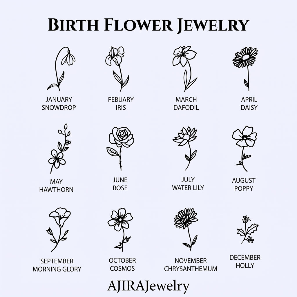 Personalized Birth Flower Necklace – 18K Gold Plated