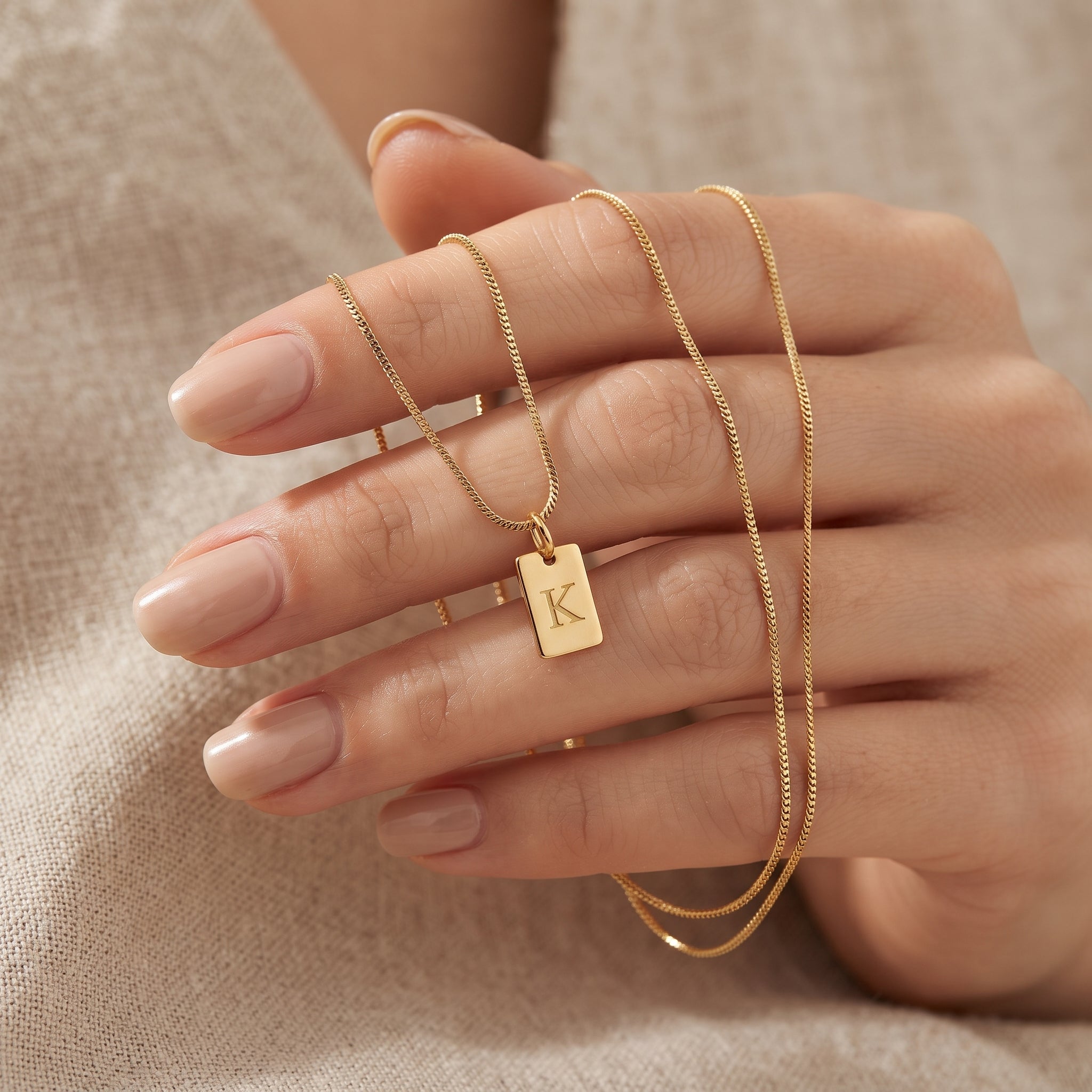 Personalized Initial Necklace | Custom Engraved Letter Pendant with Box Chain