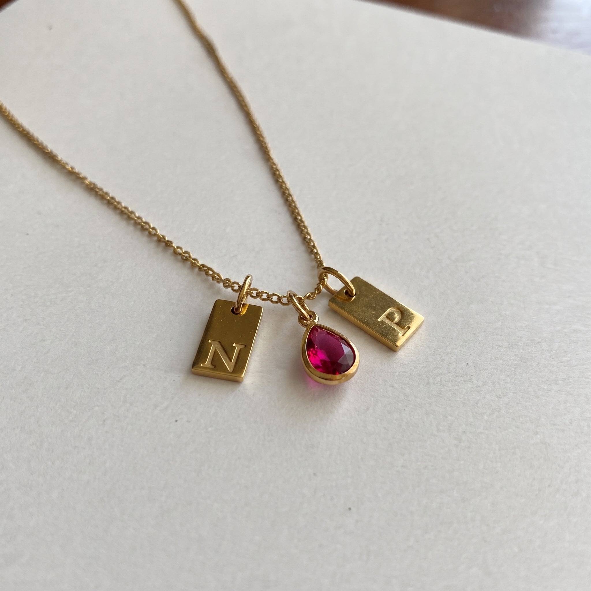 Personalized Birthstone Initial Necklace – Custom Gold Letter Pendant