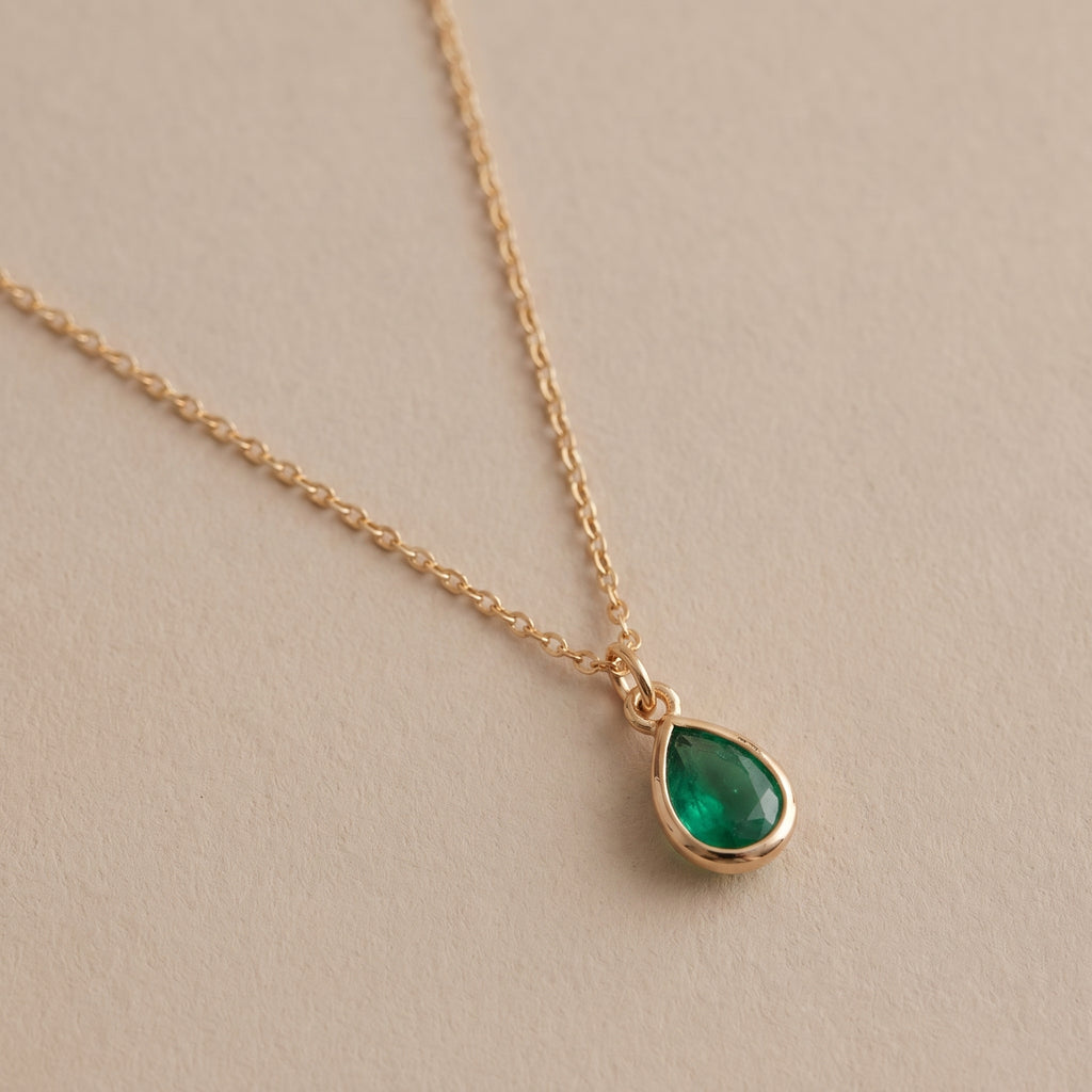 Personalized Teardrop Birthstone Necklace | Custom Birthstone Pendant Jewelry Gift