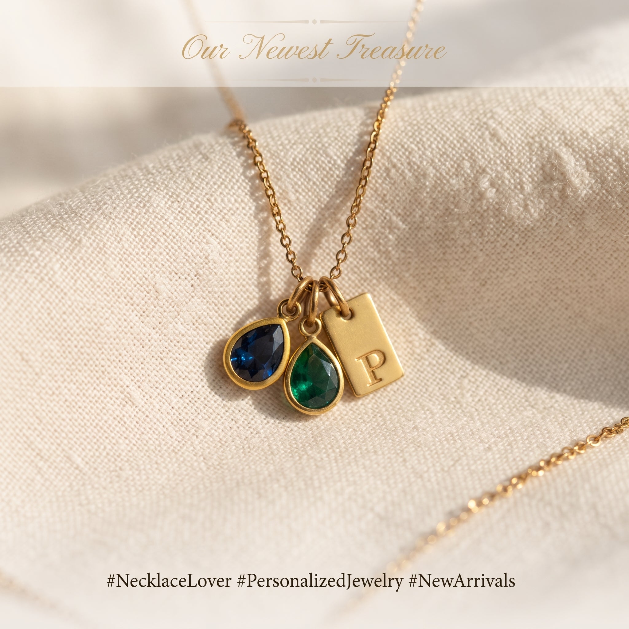 Personalized Birthstone Initial Necklace – Custom Gold Letter Pendant