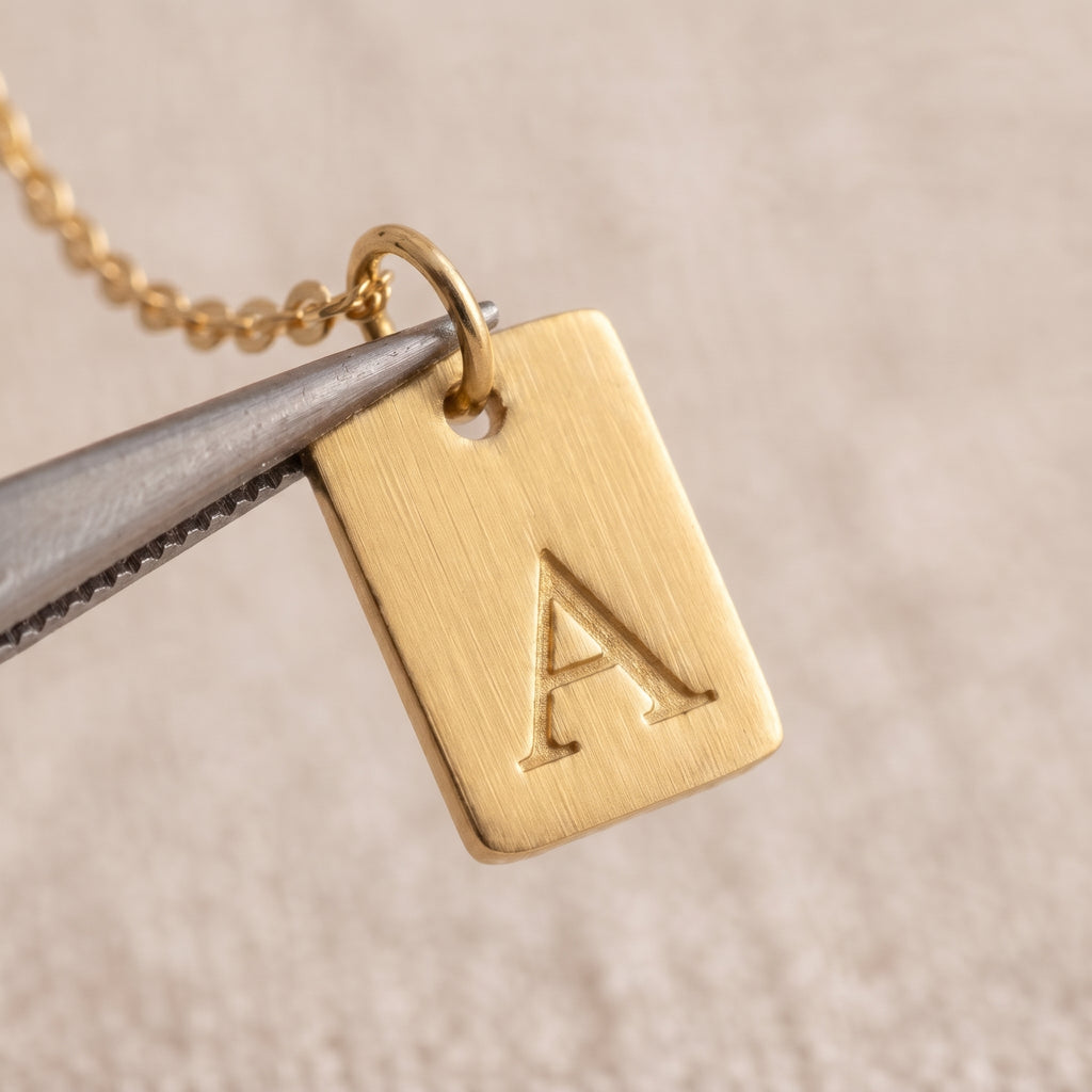 Personalized Initial Necklace | Custom Engraved Letter Pendant with Box Chain