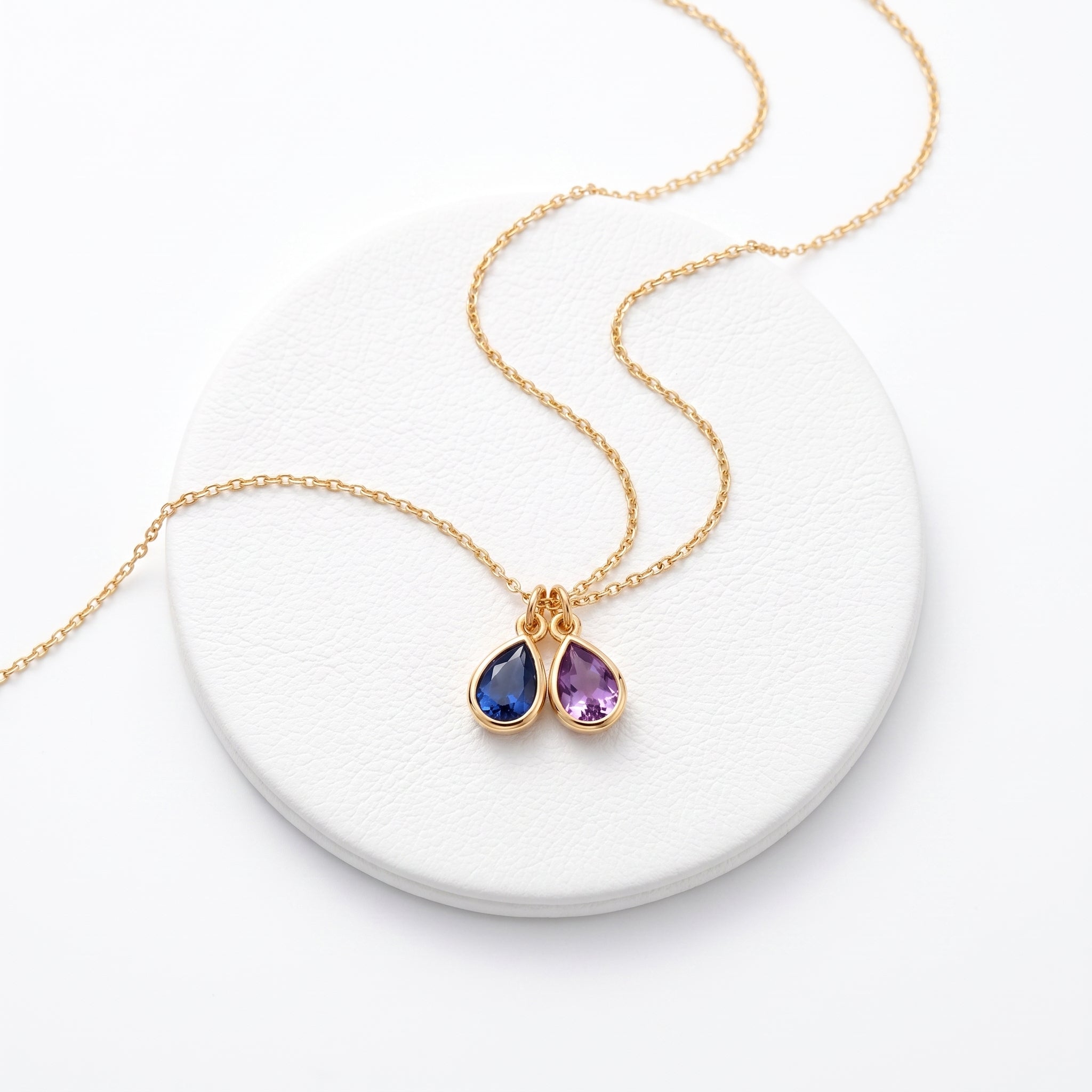 Personalized Teardrop Birthstone Necklace | Custom Birthstone Pendant Jewelry Gift