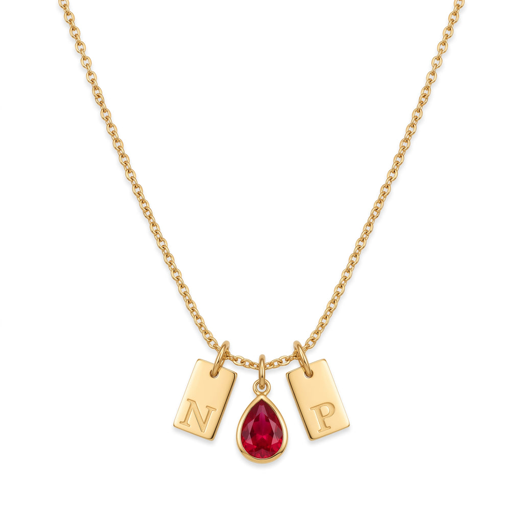 Personalized Birthstone Initial Necklace – Custom Gold Letter Pendant