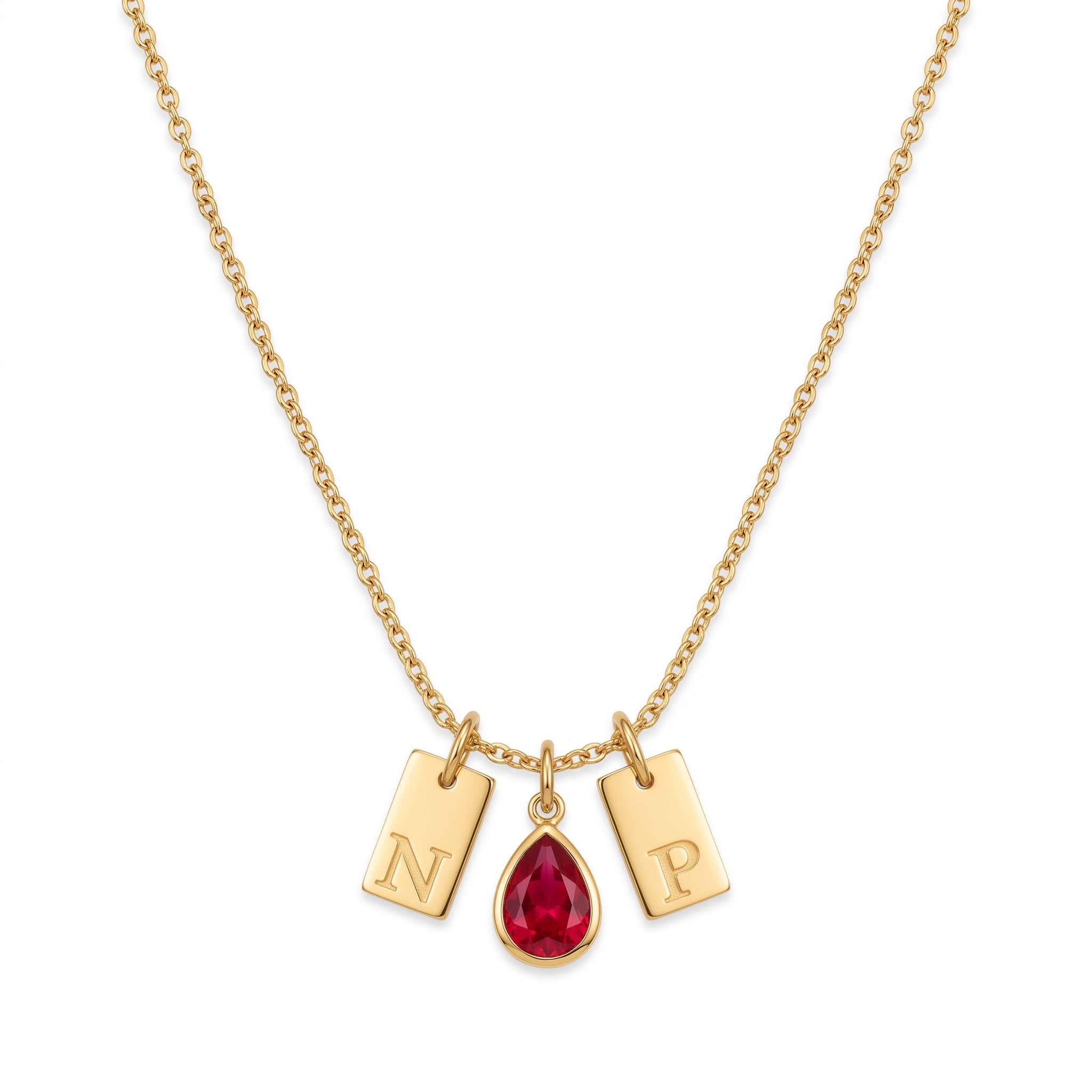 Personalized Birthstone Initial Necklace – Custom Gold Letter Pendant