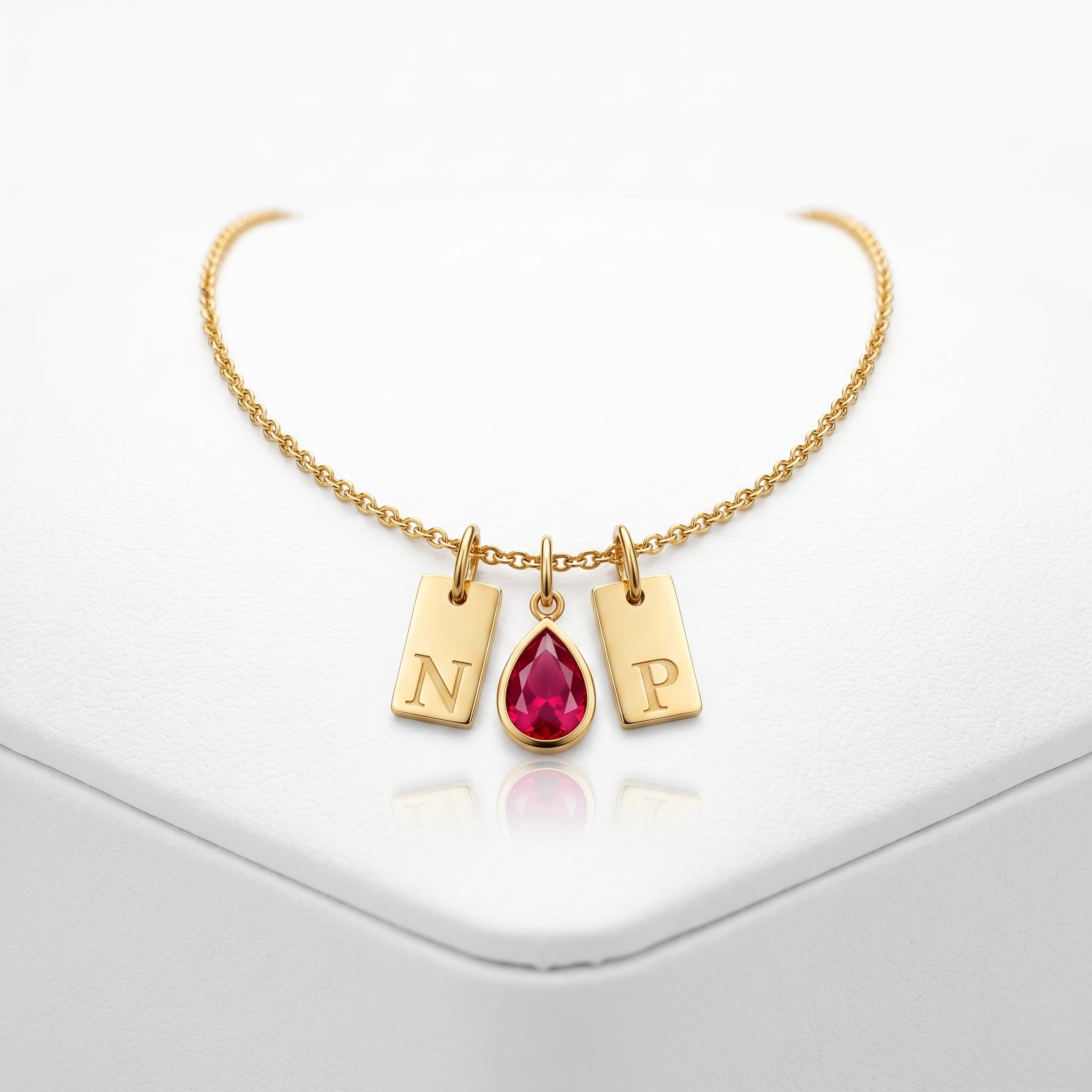 Personalized Birthstone Initial Necklace – Custom Gold Letter Pendant