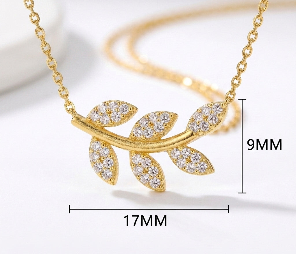 18K Gold Plated Olive Branch Necklace, Dainty Leaf Pendant, Boho Minimalist Nature Jewelry, Everyday Layering Necklace, Elegant Gift for Her